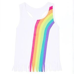 👚2/$10👗3/$12 FabKids Outfit Rainbow Glow Fringe Tank Top Girls Size S 6/7